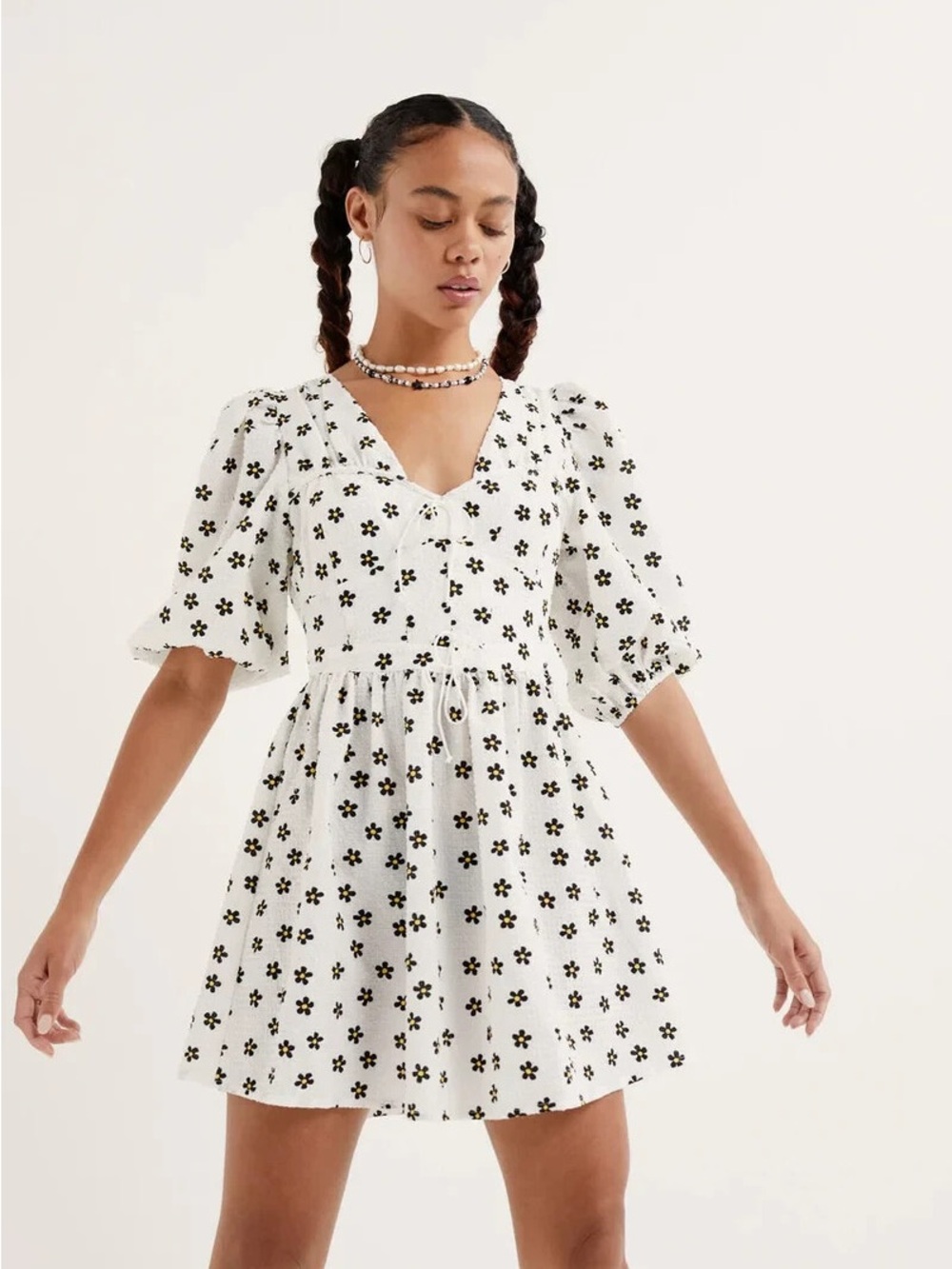 For love & lemons Connie cottagecore Floral Puff-Sleeve Mini Dress